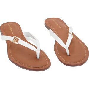 Tommy Hilfiger Liande Logo Thong Flat Sandals White Women's US 9.5M